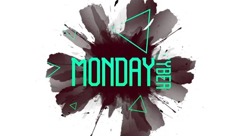 Cyber Monday text with neon triangles and watercolor on gradient 스톡 동영상 250570717