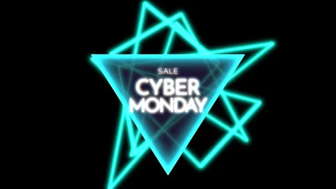 Cyber Monday text with neon triangles on black gradient Vídeo Stock 252026707