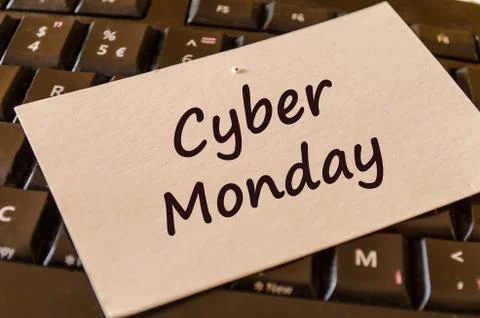 Cyber monday text note Stock Photos