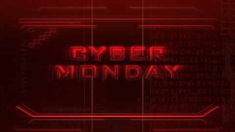 Cyber Monday text with numbers and HUD elements on display Stock Footage 251108152