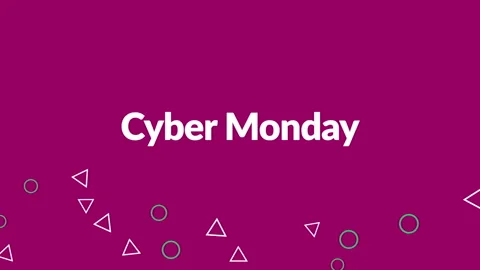 Cyber Monday text with small geometric shapes on red gradient Video stock 250570598