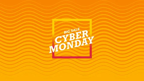 Cyber Monday text with waves pattern on orange gradient 動画素材 254798836