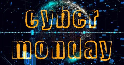 Cyber monday title for store, e-commerce, Introductions, big sale. Digital blue Stock Illustration