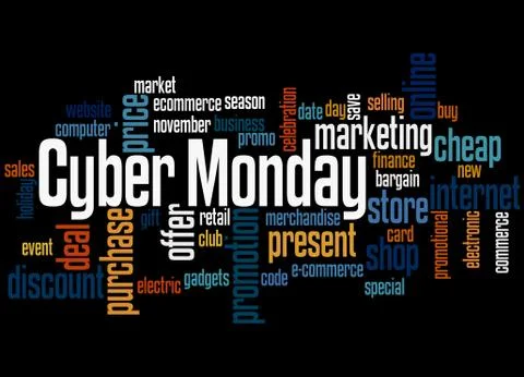 Cyber monday word cloud concept Stock Illustration