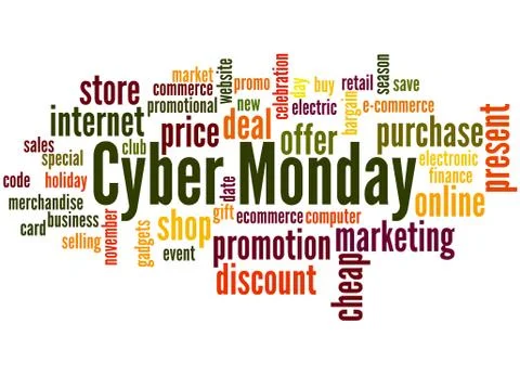 Cyber monday word cloud concept Stock Illustration