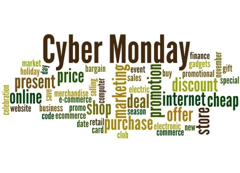 Cyber monday word cloud concept Stock Illustration