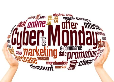 Cyber monday word cloud sphere concept Stock Illustration