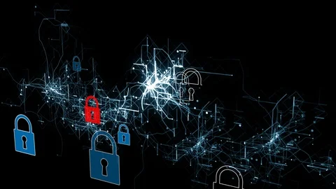 Cyber motion technology background. Protection information and network Stock Footage 108441920