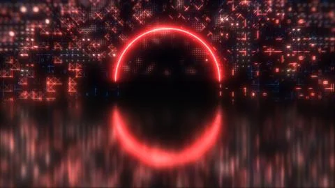 Cyber neon circle background. Blockchain and crypto concept illustration 스톡 일러스트