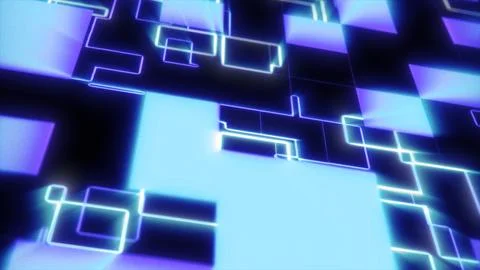 Cyber Neon Circuit Board Grid Abstract Background Stock Illustration