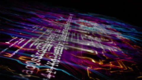 Cyber neon microchip hardware circuit board with a futuristic abstract security Video stock 206965483