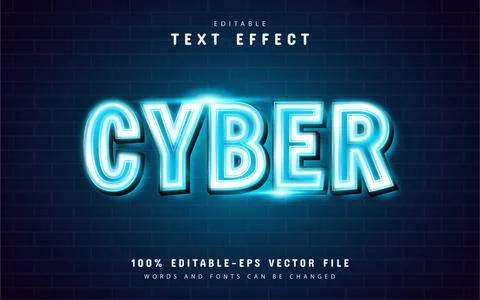 Cyber neon text effect Stock Illustration
