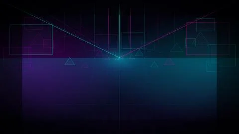 Cyber Neon Tunnel Background Vector Futuristic Perspective Stock Illustration