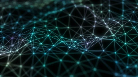 Cyber neon vibrating landscape background. Flight through flow of digital Stock Footage 115030052