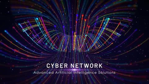 Cyber Network Advanced Artificial Intelligence Solutions Tech Title Text Reve Stock Illustration