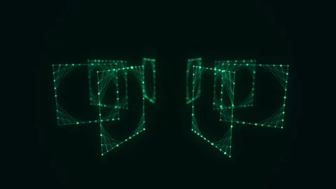 Cyber network connection structure in the form of spinning squares. Stock Footage 207751314