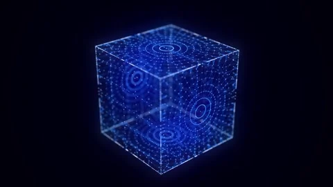 Cyber network connection structure in form cube. Abstract geometric 3D objects. Stock Footage 248355141
