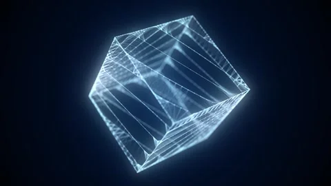 Cyber network connection structure in the form of a cube. Stock Footage 257312440