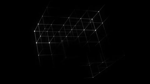 Cyber network connection structure in the form of a cube. Technology big data. Stock Footage 331239573