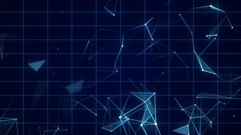 Cyber network connection structure on grid. Technology connect big data. Видео 249451918