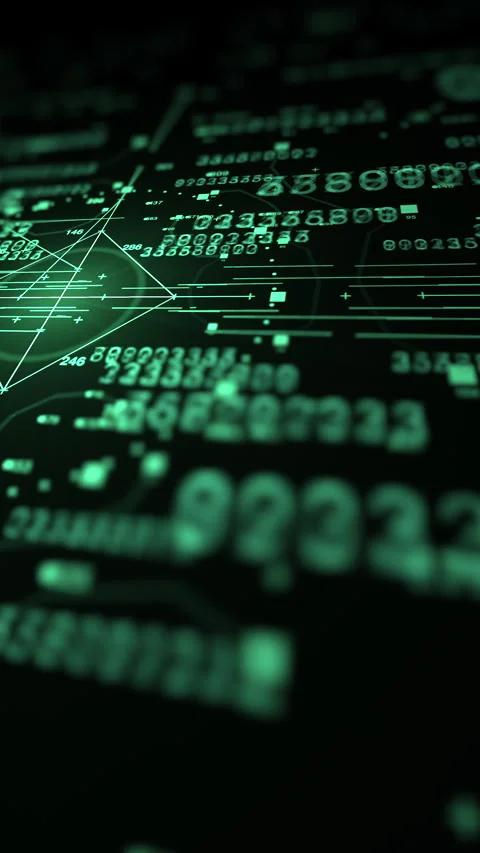 Cyber Network Data Processing Grid Interface Vertical Video Stock Footage 345622838