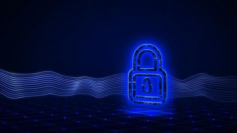 Cyber Network Padlock for Data Protection and Online Security Concept Illustration
