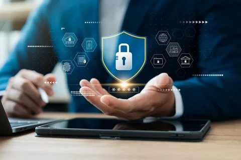 Cyber ??network security data protection on internet, protection business f.. Stock Photos