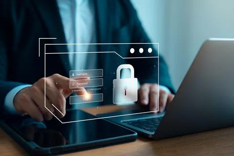 Cyber ??network security data protection on the internet. Stock Photos