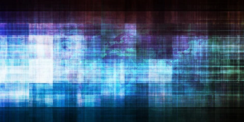 Cyber Network Visualization Explores Digital Information Landscape 스톡 일러스트