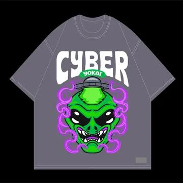 Cyber ony alien style japanese design myth for streetwear graphic Ilustração Stock
