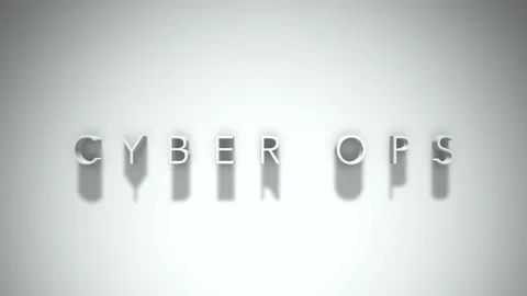 Cyber ops 3D title animation with shadows on a white background Stock Footage 297457536