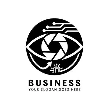 Cyber Optical Logo Design featuring Digital Eye and Tech Circuit Stock Illustration