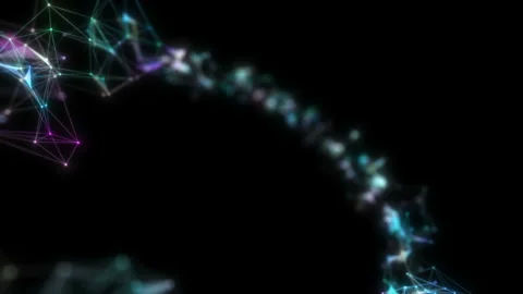 Cyber or technology digital landscape background. Cosmic constellations. Neon Stock Footage 112227630