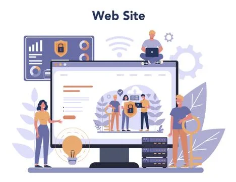 Cyber or web security online service or platform. Idea of digital Stock Illustration