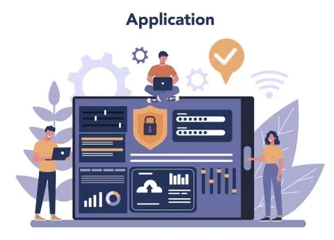 Cyber or web security online service or platform. Idea of digital Stock Illustration
