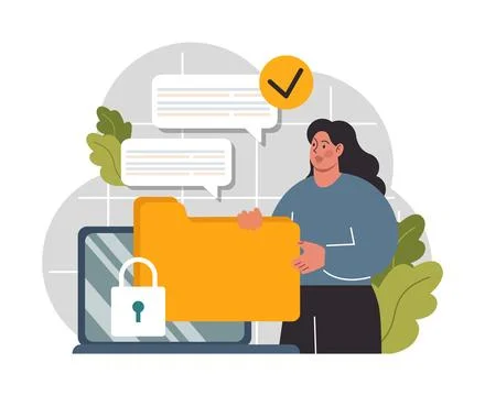 Cyber or web security set. Artificial intelligence provide data protection Stock Illustration