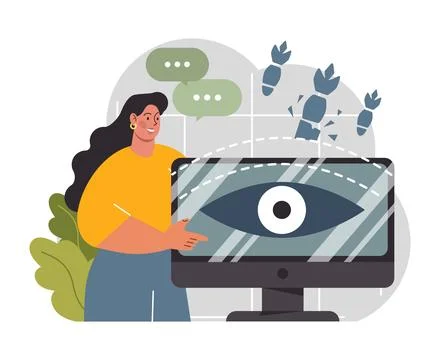 Cyber or web security set. Artificial intelligence provide data protection Stock Illustration