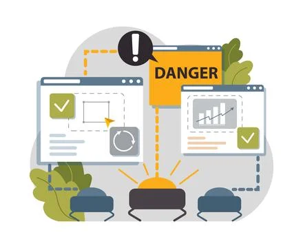 Cyber or web security set. Artificial intelligence provide data protection Stock Illustration