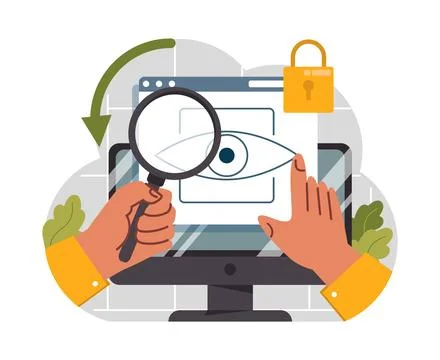 Cyber or web security set. Artificial intelligence provide data protection Stock Illustration