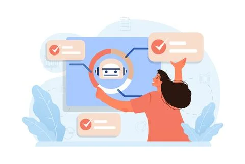 Cyber or web security set. Artificial intelligence provide data protection Stock Illustration