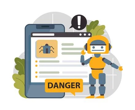 Cyber or web security set. Artificial intelligence provide data protection Stock Illustration