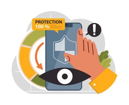 Cyber or web security set. Artificial intelligence provide data protection Stock Illustration