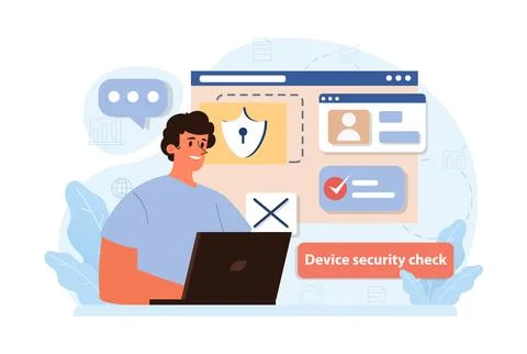 Cyber or web security set. Artificial intelligence provide data protection Illustrazione stock