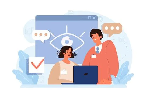 Cyber or web security set. Artificial intelligence provide data protection Stock Illustration