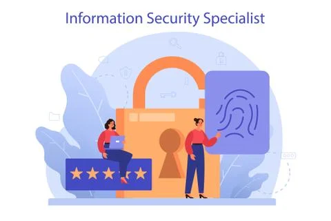 Cyber or web security specialist. Idea of digital data protection Stock Illustration