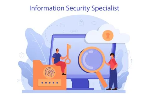 Cyber or web security specialist. Idea of digital data protection Stock Illustration
