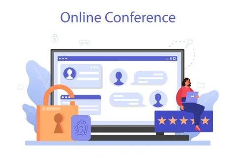 Cyber or web security specialist online service or platform. Idea Stock Illustration
