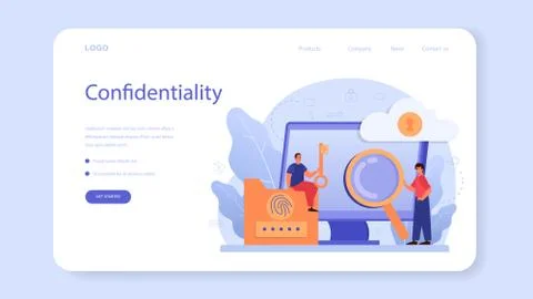 Cyber or web security specialist web banner or landing page Stock Illustration