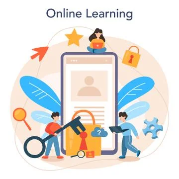 Cyber or web security specialist online service or platform 스톡 일러스트
