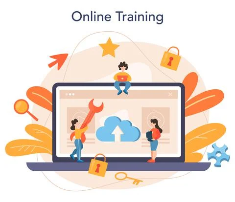 Cyber or web security specialist online service or platform 스톡 일러스트